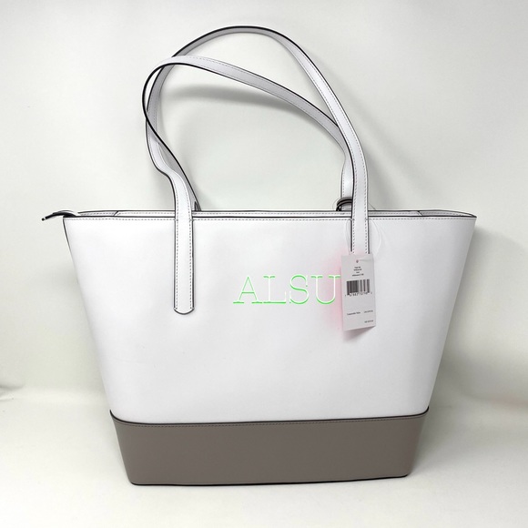 Kate ♠️ Spade Briel Large Tote Leather White Grey - Picture 3 of 10